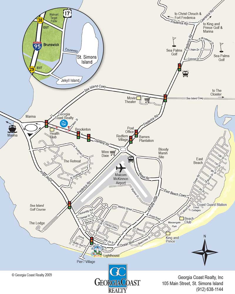 Map of St. Simons Island Coast Realty